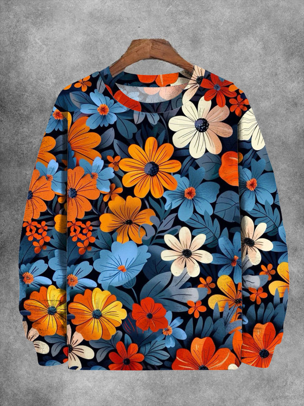 Unisex Sun Flowers Print Long Sleeve Sweatshirt