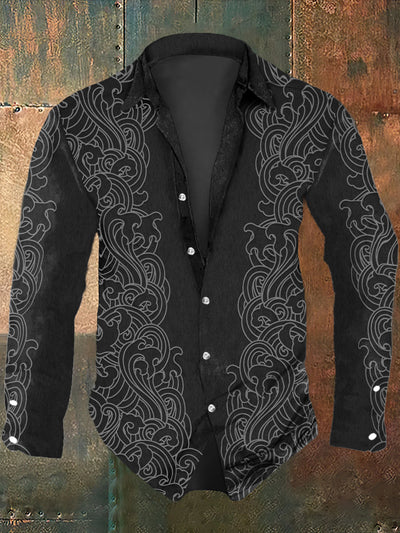 Men's Symmetry Line Art Printing Long Sleeve Shirt