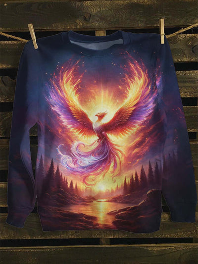 Unisex Flame Phoenix Print Casual Sweatshirt