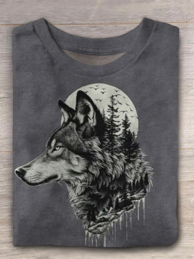 Unisex Wolf Vintage Fashion Loose Short Sleeve T-Shirt