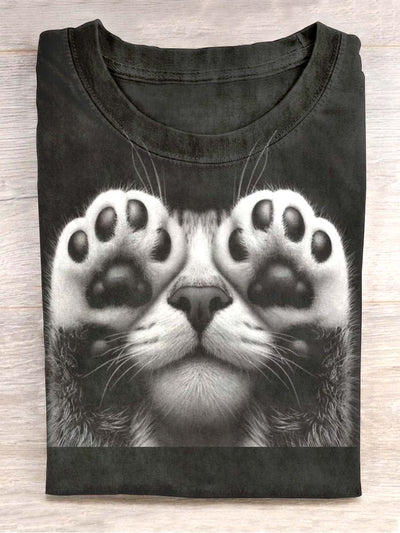 Unisex Cute Cat Paw Printed Casual T-Shirt