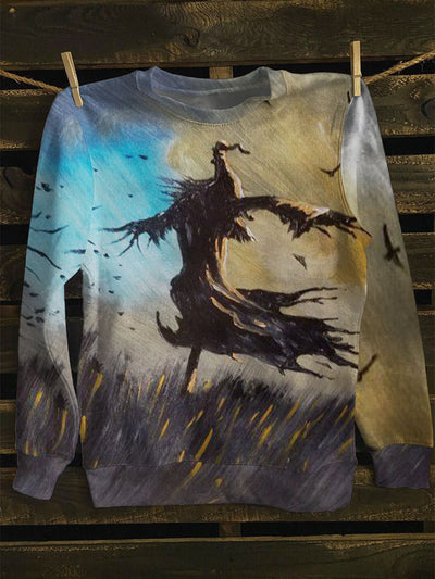 Unisex Scarecrow Art Print Long Sleeve Sweatshirt