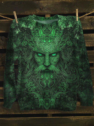 Unisex Mythical Green Man Print Casual Sweatshirt