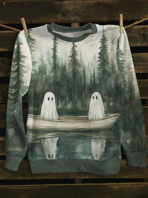 Unisex Water Ghost Art Print Long Sleeve Sweatshirt