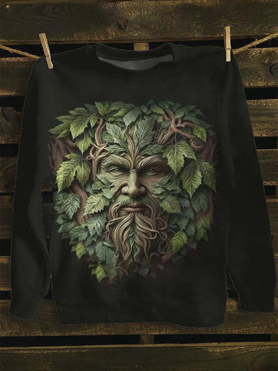 Unisex Mythical Green Man Print Casual Sweatshirt