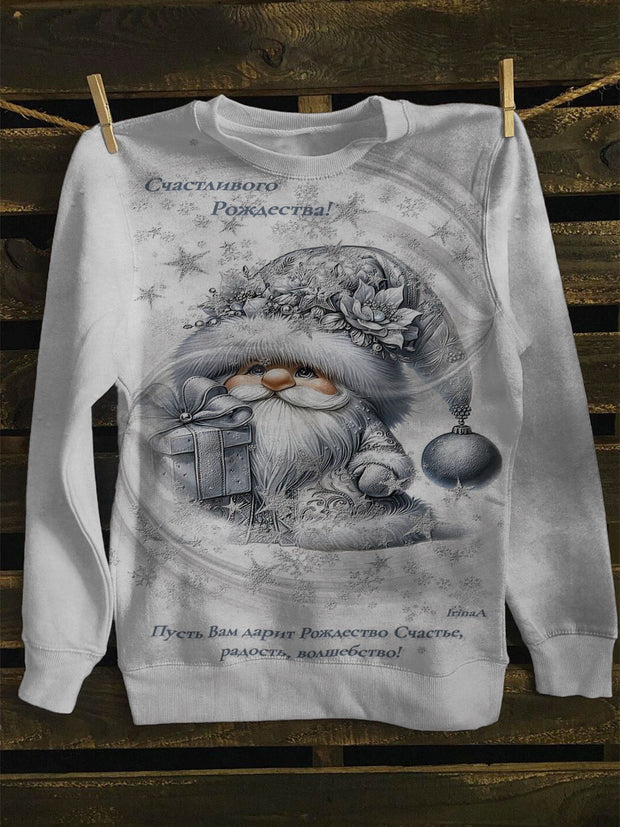 Unisex Santa Claus Art Print Long Sleeve Sweatshirt