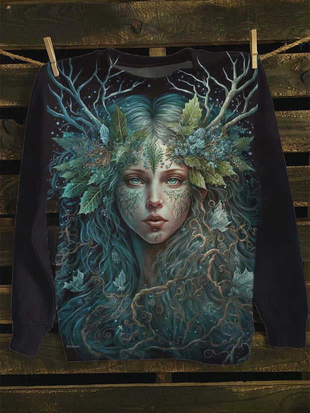 Unisex Tree Demon Elf Print Casual Sweatshirt