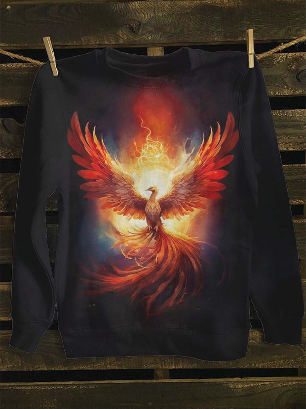 Unisex Flame Phoenix Print Casual Sweatshirt