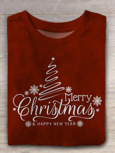 Unisex Christmas Stamp Vintage Fashion Loose Short Sleeve T-Shirt