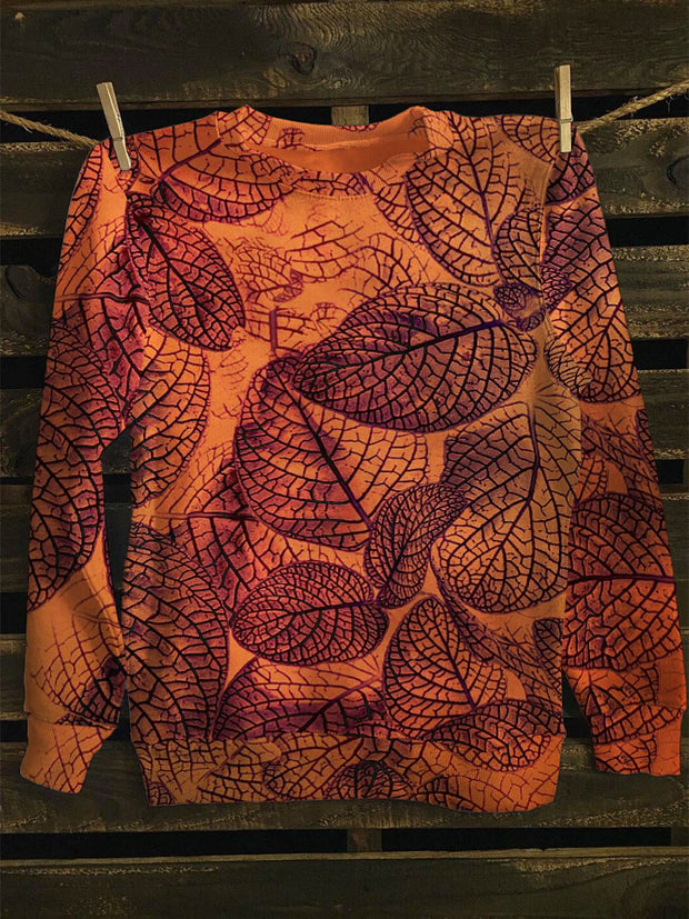 Unisex Leaf Art Print Long Sleeve Sweatshirt